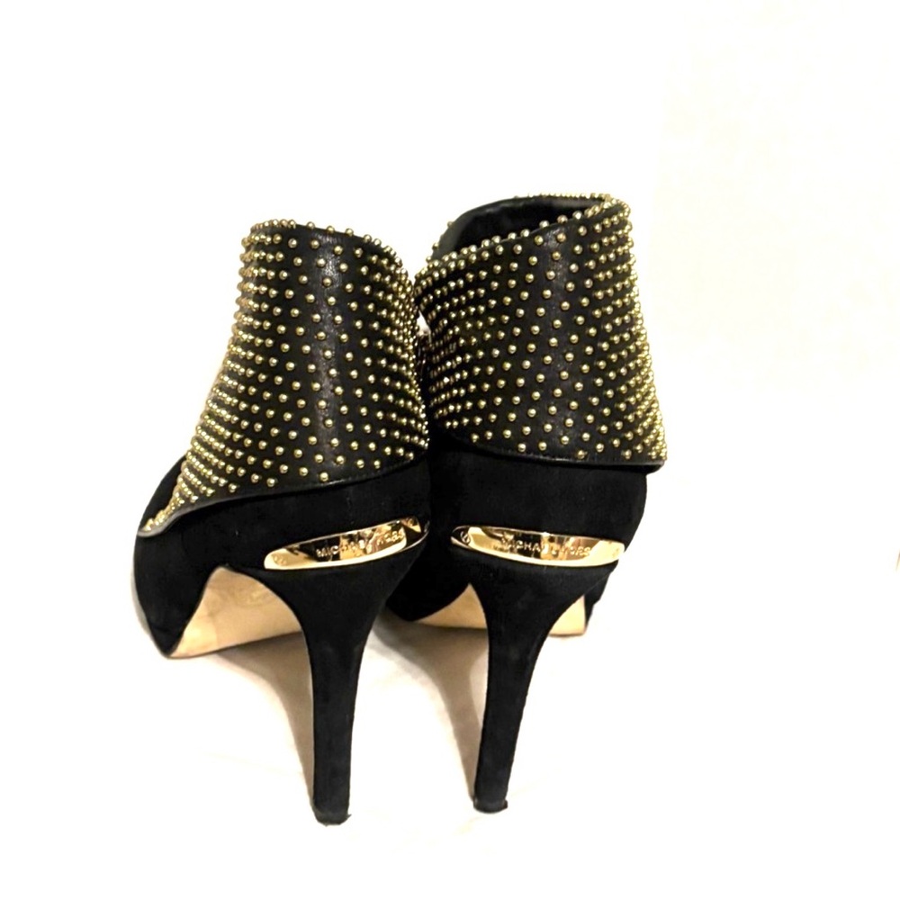 Michael Kors KRISTA OPEN TOE Peep Toe Studded Booties Suede Black Size 10 - Picture 3 of 11